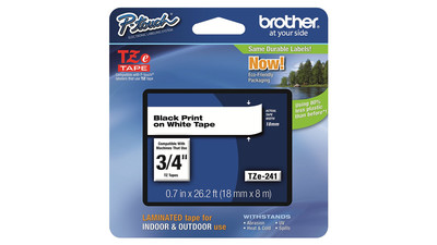 Brother P-Touch Label Tape - 3/4", Black on White