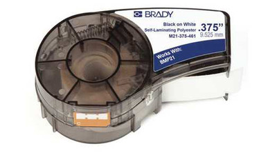 Brady M21-750-595-WT Indoor/Outdoor Vinyl Film Label Cartridge - 3/4", Black on White