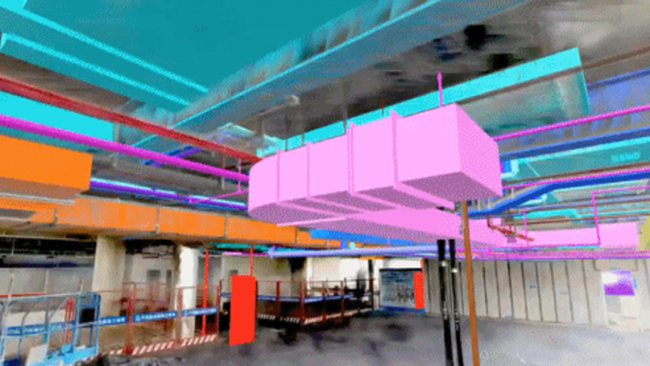 XGRIDS interior scan showing building infrastructure as overlay