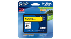 Brother P-Touch Label Tape - 3/4", Black on Yellow