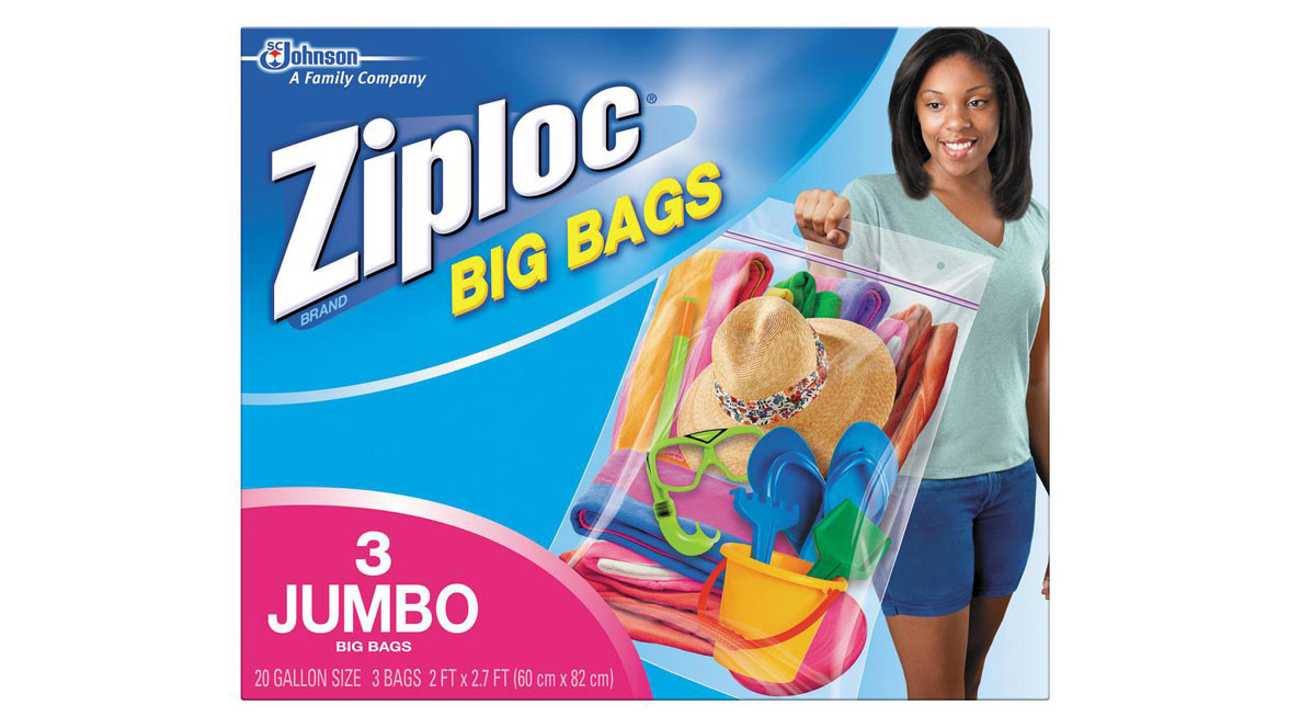 Pack of 8 Ziploc Jumbo Big Bags 3 ea 
