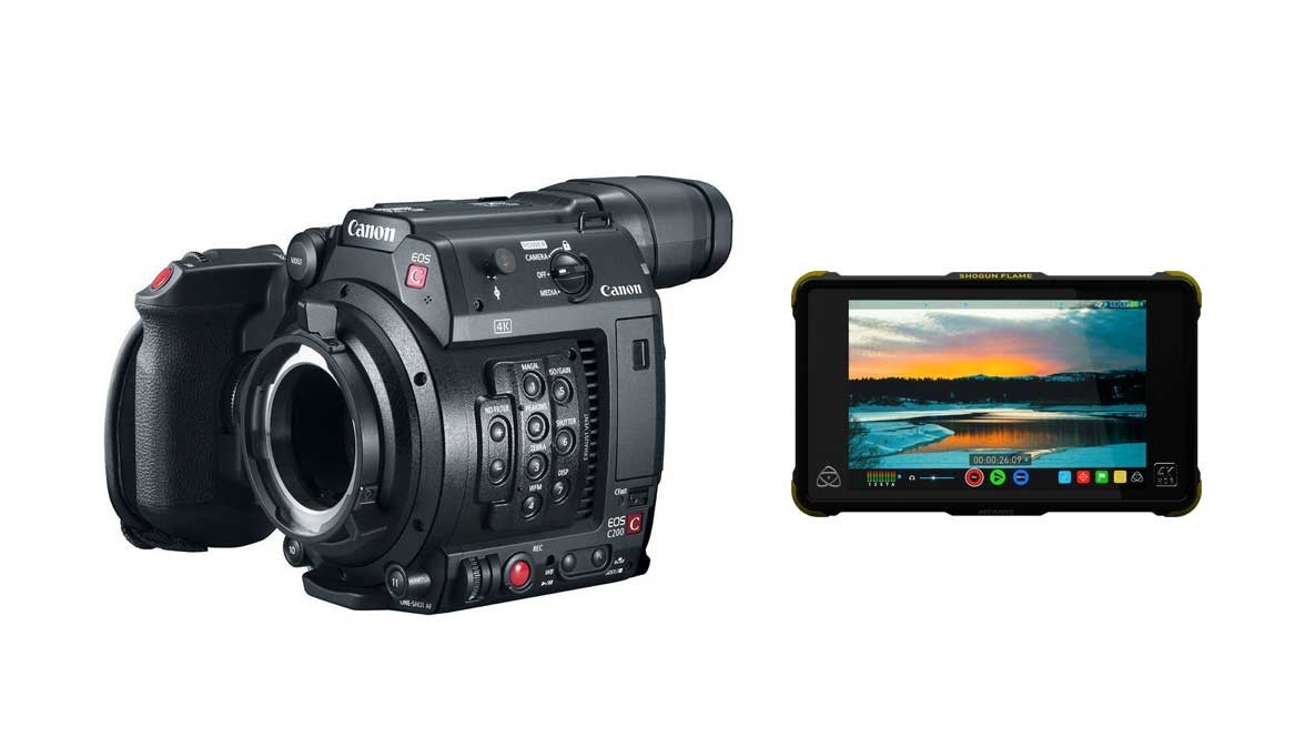 Canon EOS C200 4K シネマカメラ本体 Canon EOS C200 PL Mount Camera & ATOMOS Shogun Flame 4K HDMI/SDI