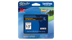 Brother P-Touch Label Tape - 1/2", Gold on Black