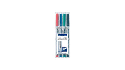 Staedtler Lumocolor Non-Permanent Marker - 0.4mm Super Fine, Assorted Colors (4-Pack)