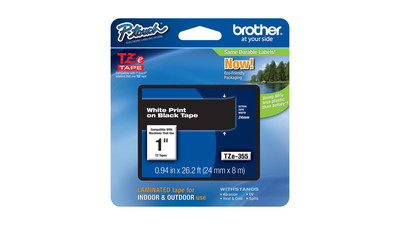 Brother P-Touch Label Tape - 1", White on Black