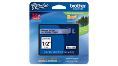 Brother P-Touch Label Tape - 1/2", Black on Clear