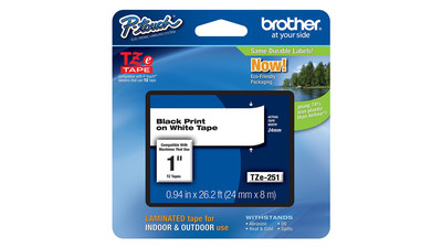 Brother P-Touch Label Tape - 1", Black on White