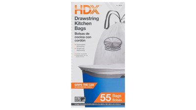 HDX 13 Gal. Kitchen Drawstring Trash Bags - White (55-Pack)