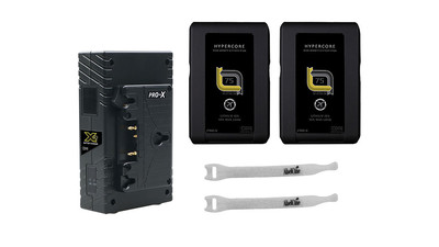 Core SWX GP-X2A Simultaneous Dual Charger and (2) 98Wh Hypercore 9 Mini Batteries Kit - Gold Mount