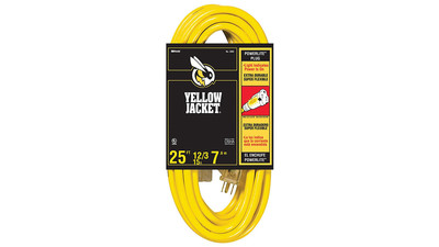 25' Yellow Jacket 2883 12/3 Heavy-Duty Contractor Extension Cord with Lighted Ends -  Yellow